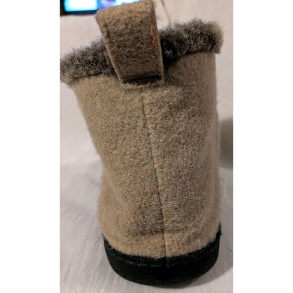 Acorn Slippers Booties Wool Faux Fur Lined Brown Tan Winter Cozy Womens Sz 8-9 - Picture 9 of 14
